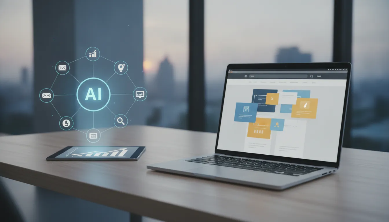 Best AI website builder interface on laptop and tablet for small business websites.